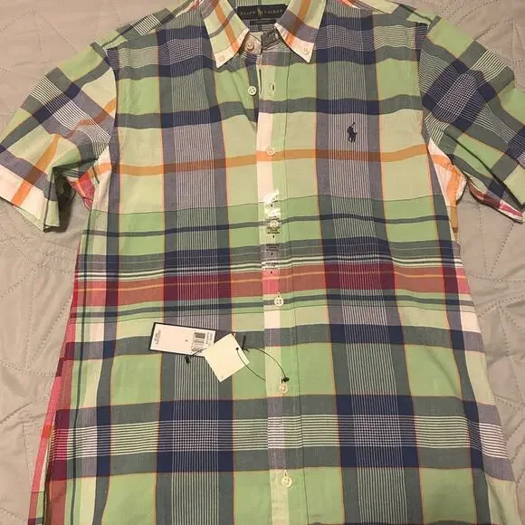 Ralph Lauren Custom Fit Short Sleeve Madras Plaid Shirt – Size S – New with Tags - Picture 5 of 6